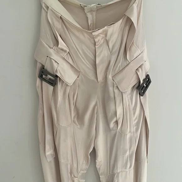 Fendi FF Baguette Buckle Embellished Satin Cargo Pants - Picture 8 of 13